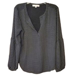 LOFT Semi Sheer‎ Polka Dot Boho Blouse Size Womans Medium